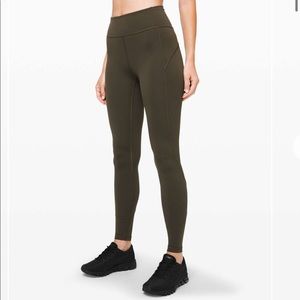 Lululemon In Movement Legging 28" long Dark Olive